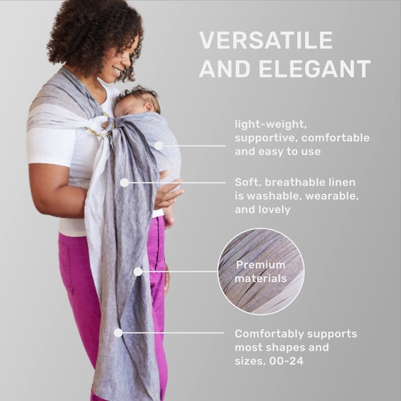 NWT LILLEbaby Linen Ring Sling in Nimbus Cloud - Picture 4 of 5